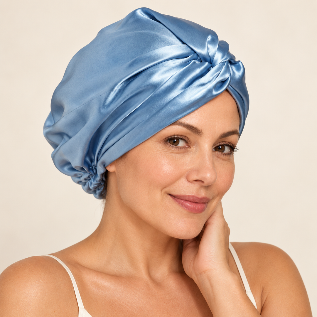 100% Mulberry Silk Sleep Bonnet - Double Layer, 19 Momme