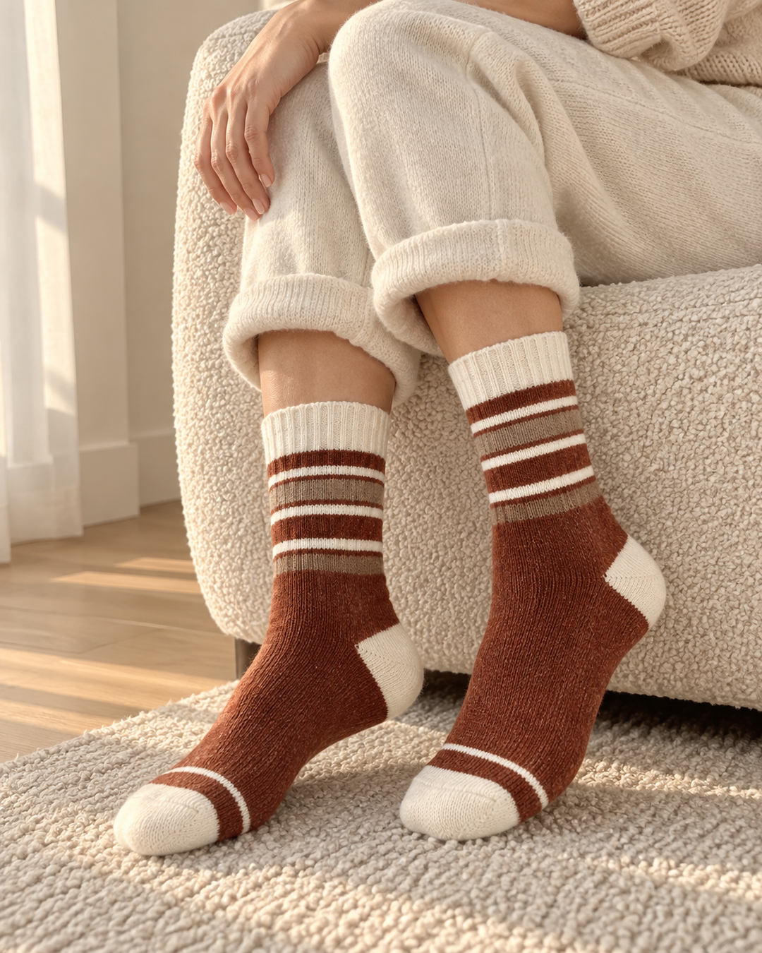 Fuzzy Socks for Women, Thick Terry Knit Winter Crew Socks