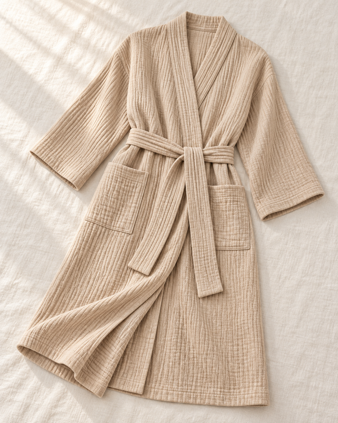 Muslin Cotton Bathrobe for Women, Lightweight 100% Cotton Robe