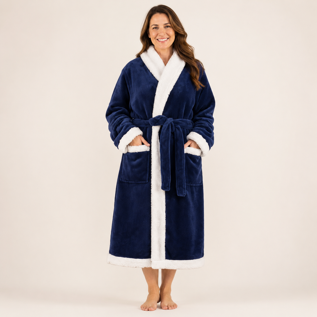 Long Plush Fleece Robe for Women, Cozy and Warm with Pockets