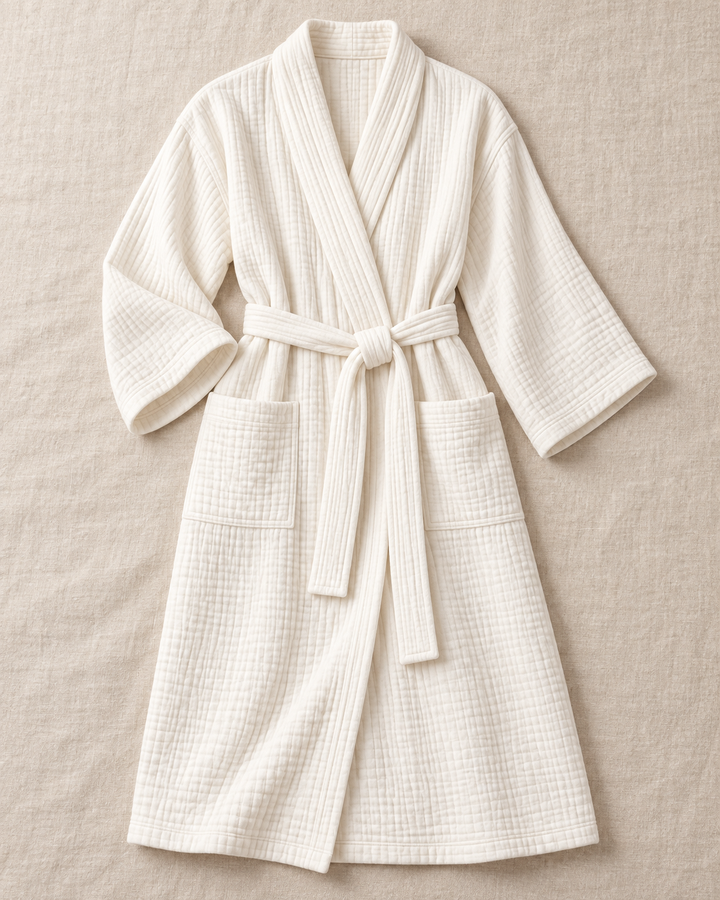 Muslin Cotton Bathrobe for Women, Lightweight 100% Cotton Robe