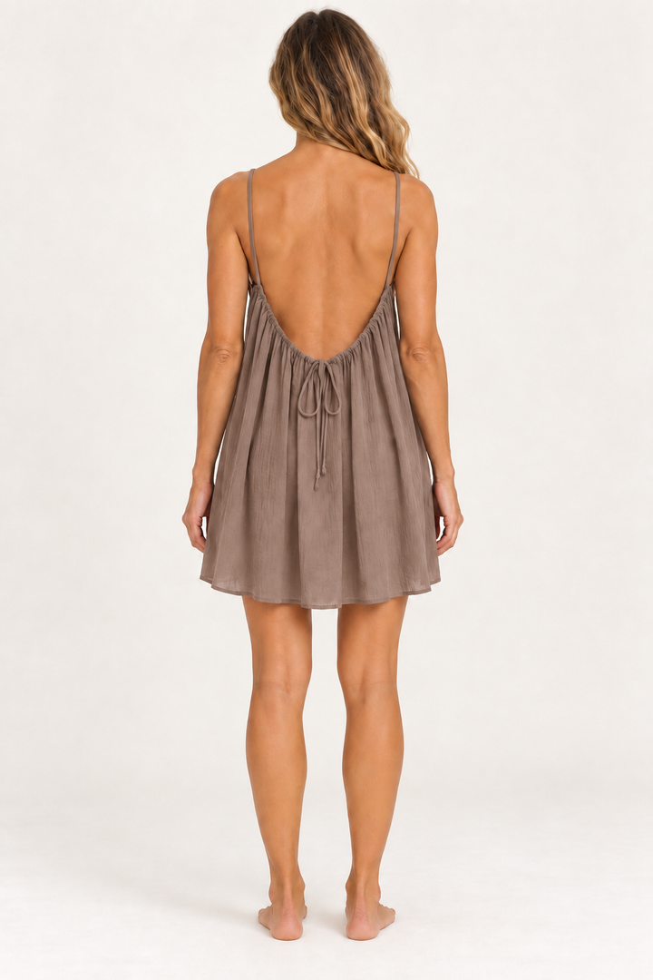 Swing Slip Nightgown for Women, Open Tie-Back Chemise