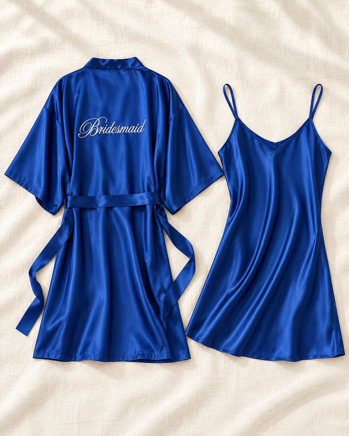 Bridal Robe &amp; Chemise Set, Embroidered Bride or Bridesmaid