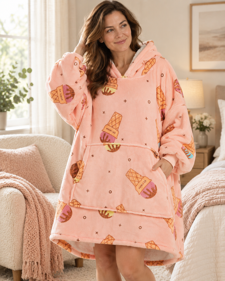 Wearable Blanket Hoodie for Women, Oversized Fleece Pullover