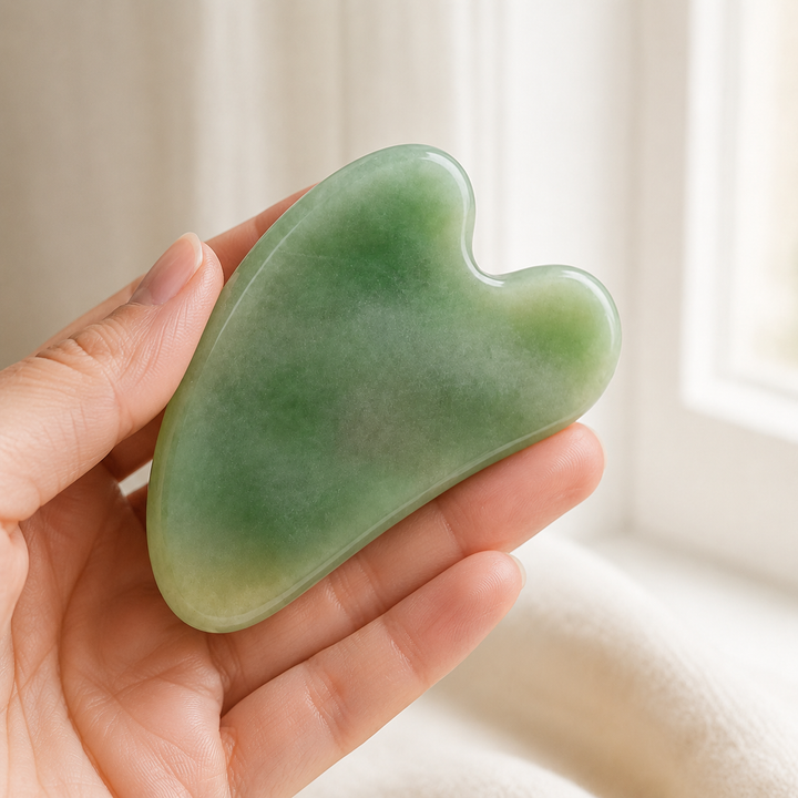 Gua Sha Stone for Face, Green Aventurine Heart Shaped Tool