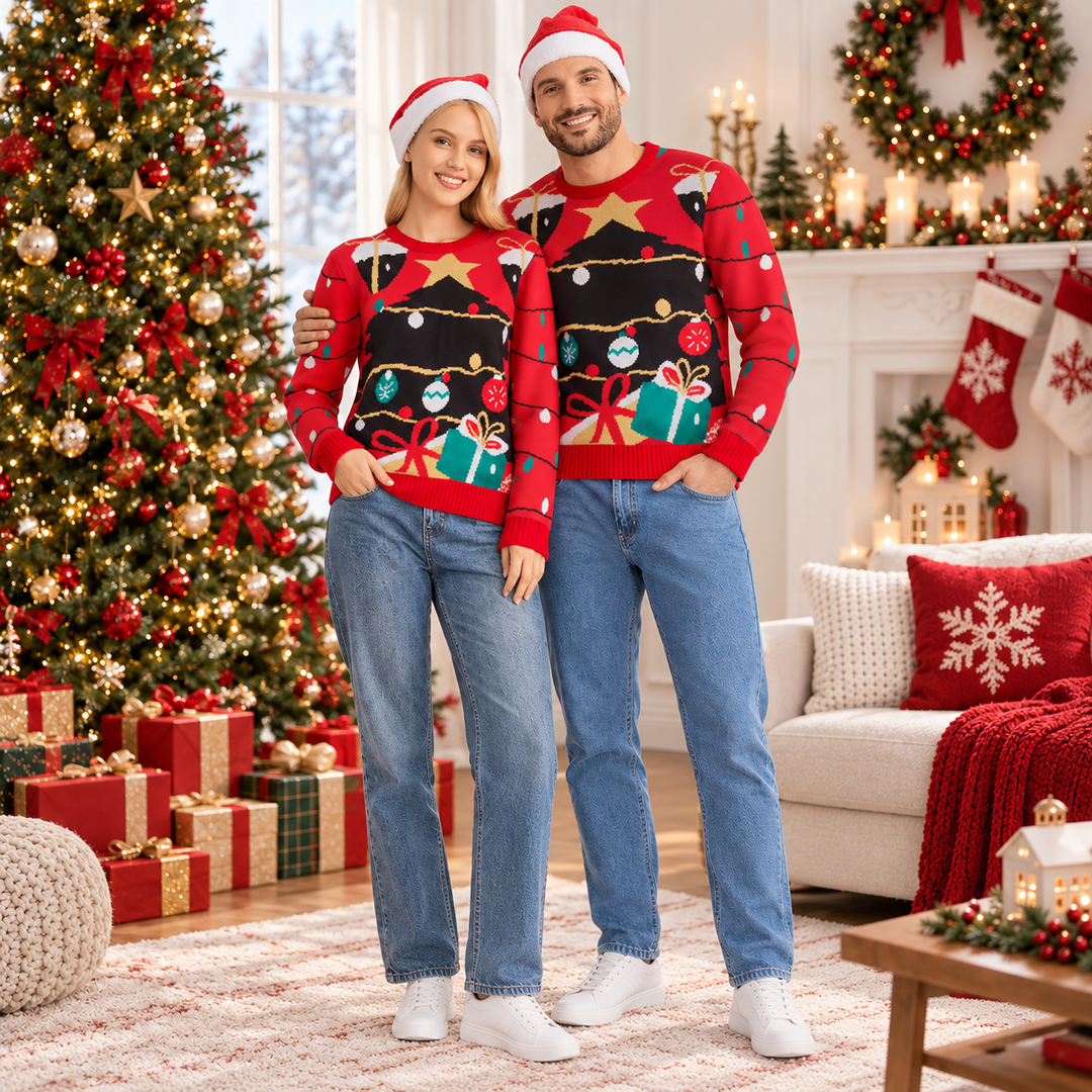 Matching Family Christmas Sweaters | Knitted Christmas Lights