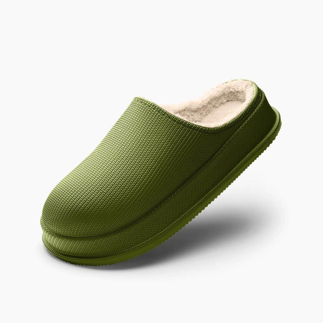 Closed toe slippers shown from above