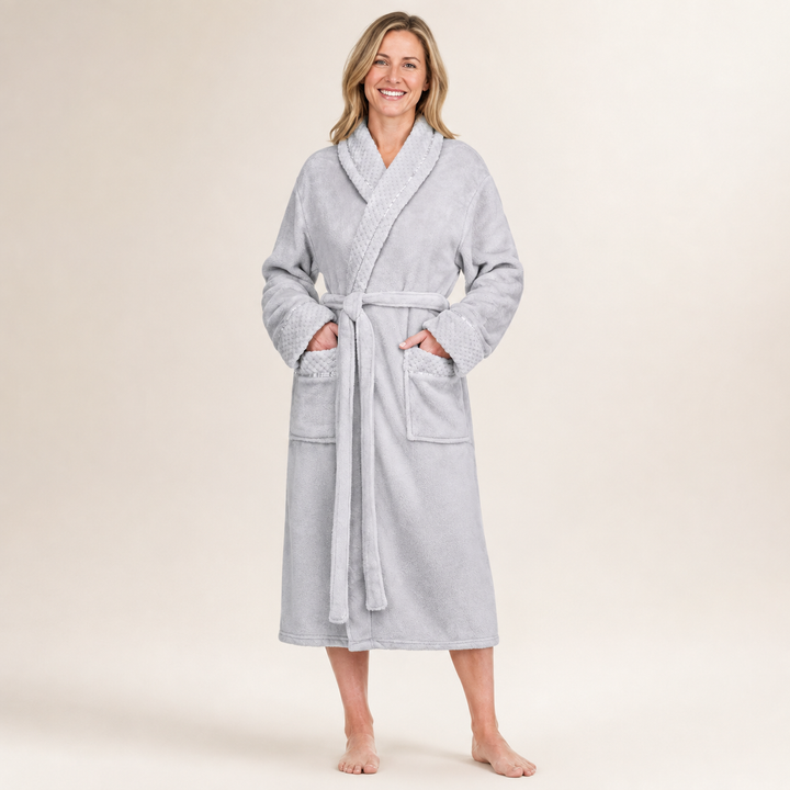 Long Plush Fleece Robe for Women, Cozy and Warm with Pockets