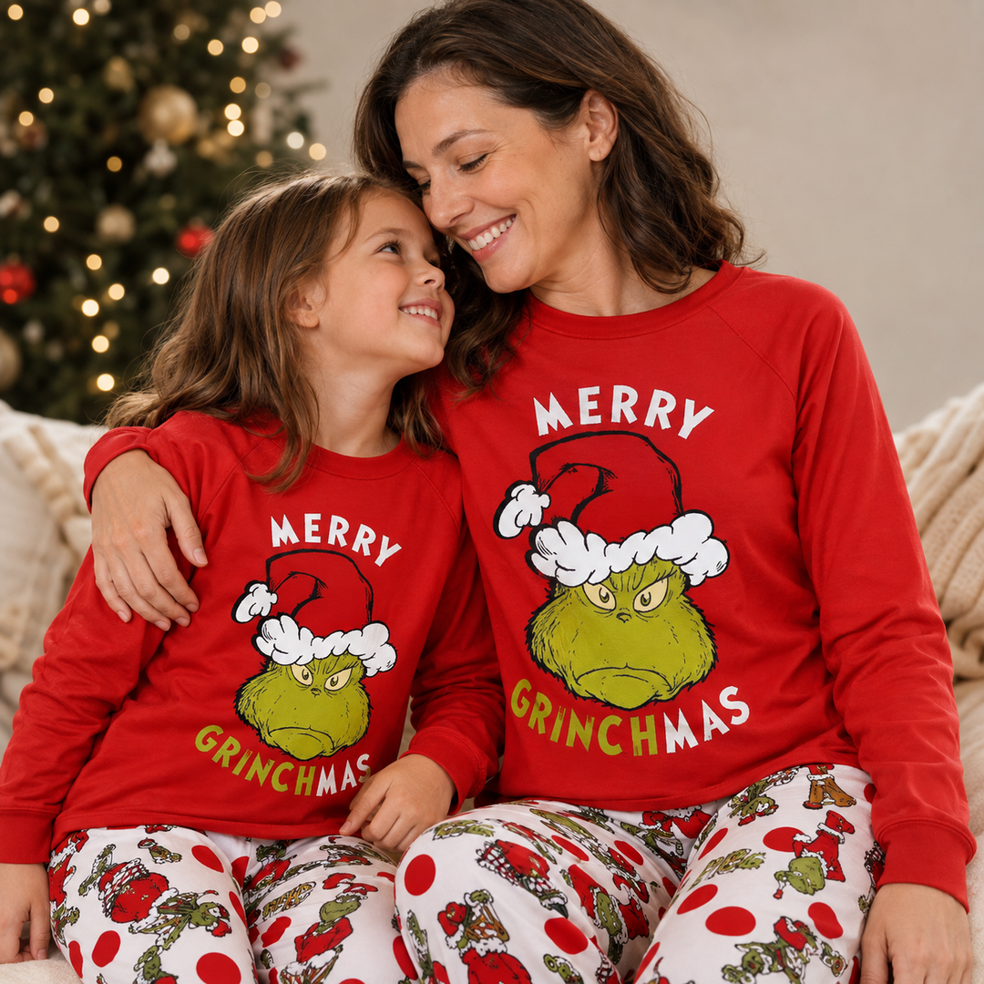 Matching Family Christmas Pajamas - Red Print, Dog Sizes Included