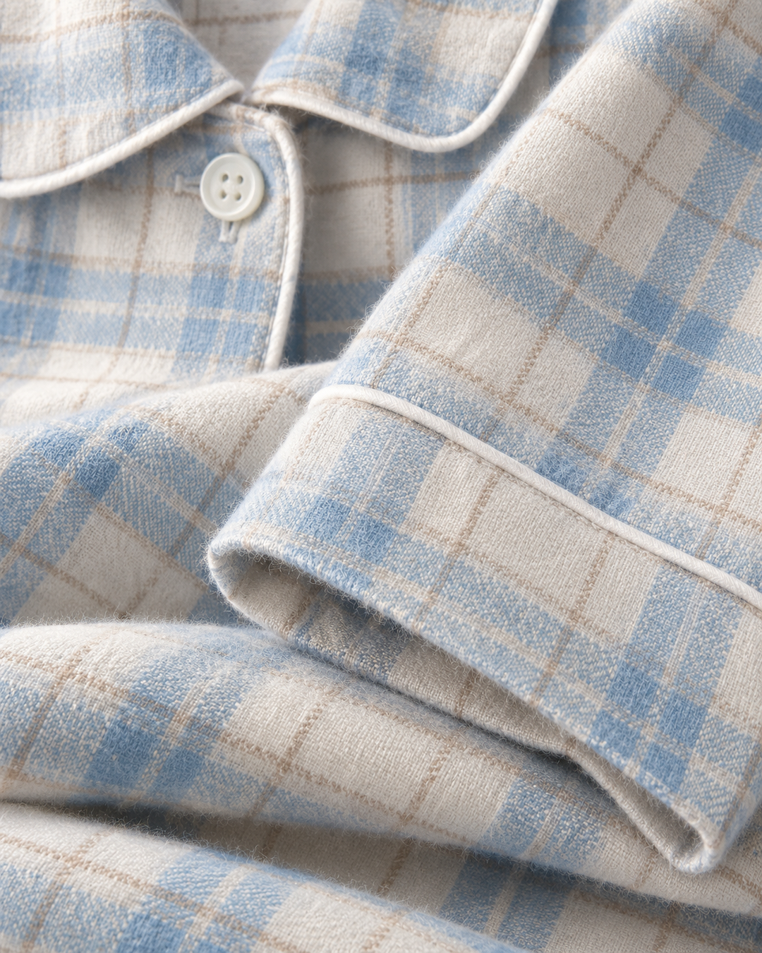 100% Cotton Flannel Pajama Set for Women, Plaid Long Sleeve
