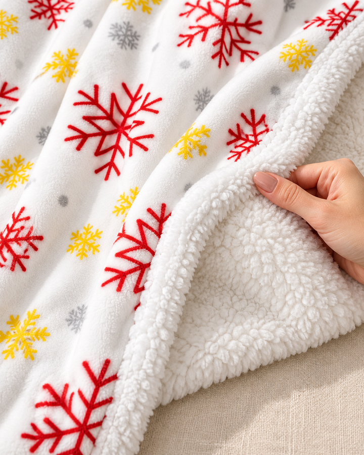 Fleece Christmas Blanket, Red and Green Knitted Stripe Gift