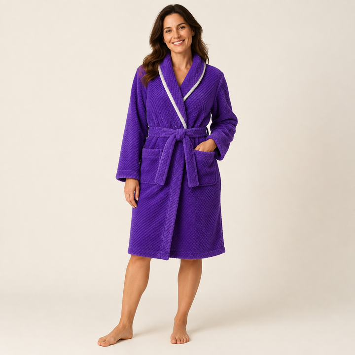 Long Plush Robe - Shawl Collar with Tie Belt