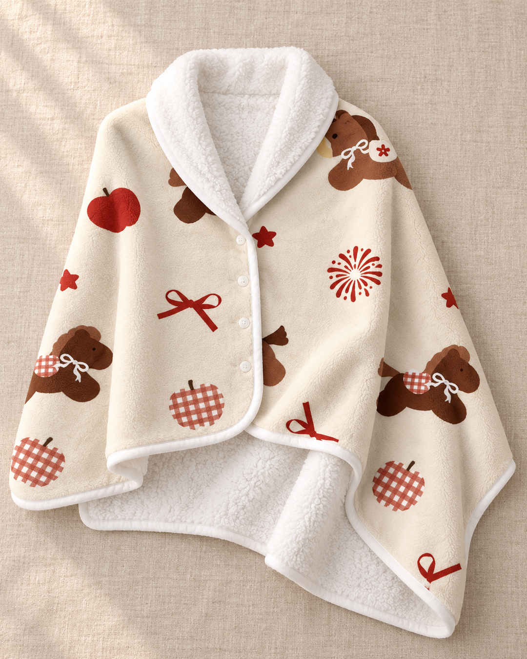 Wearable Shawl Blanket for Women, Christmas Print Fleece