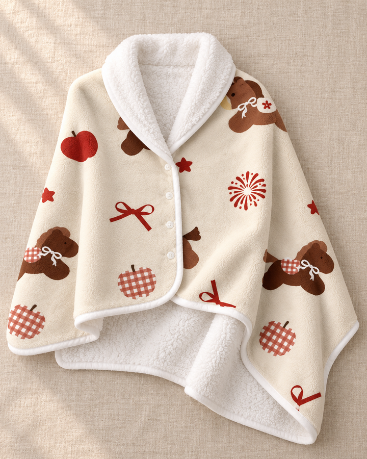 Wearable Shawl Blanket for Women, Christmas Print Fleece