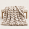 Faux Fur Throw Blanket, Cozy Plush Bubble Fleece 39 x 63 in