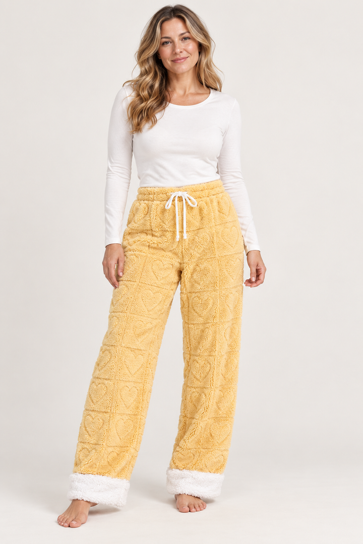 Plaid Fleece Pajama Pants for Women, Coral Fleece Drawstring