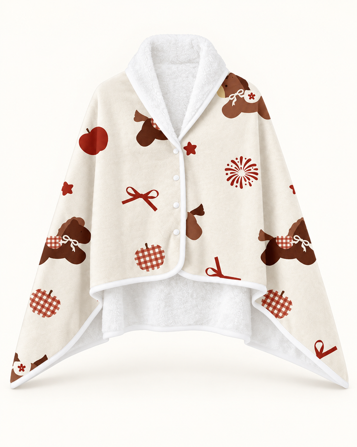 Wearable Shawl Blanket for Women, Christmas Print Fleece