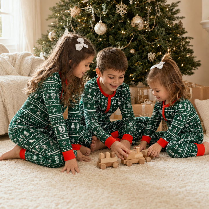 Matching Family Christmas Pajamas - Green Fair Isle