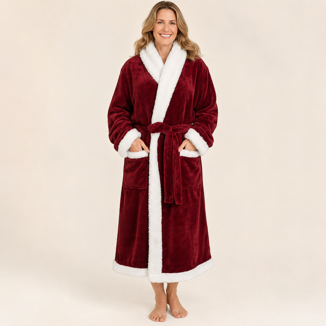 Long Plush Fleece Robe for Women, Cozy and Warm with Pockets