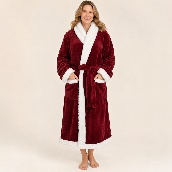 Long Plush Fleece Robe for Women, Cozy and Warm with Pockets