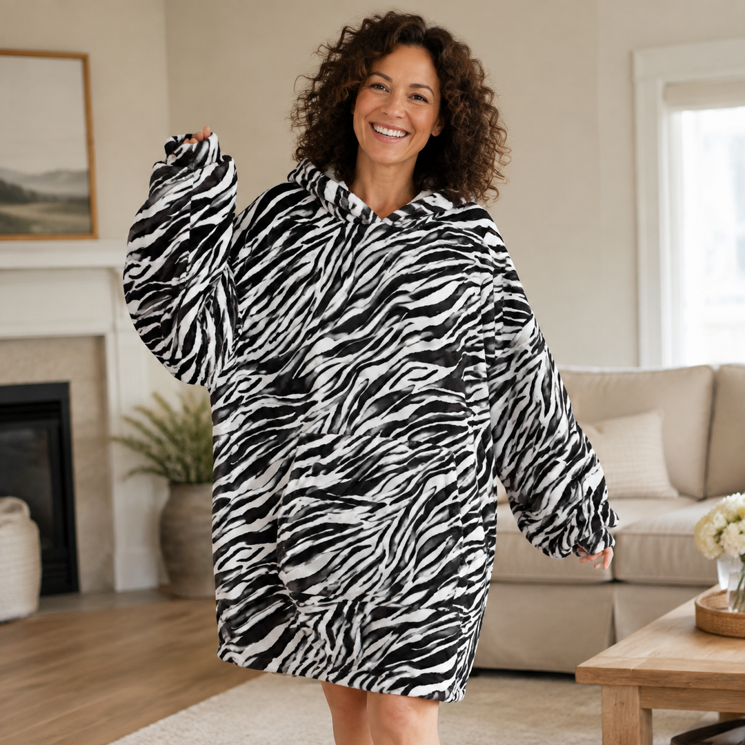 Cozy hooded blanket for women in a soft pastel