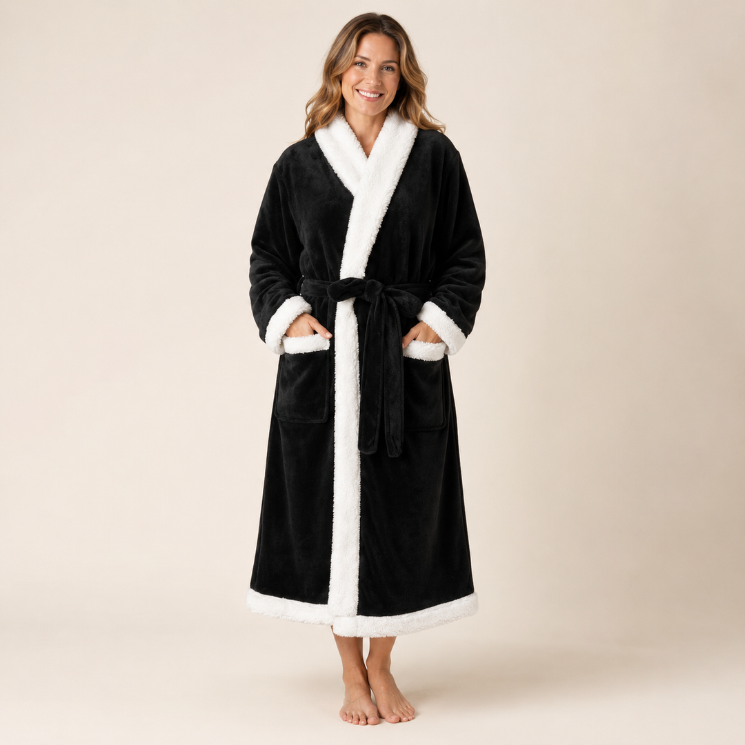 Long Plush Fleece Robe for Women, Cozy and Warm with Pockets