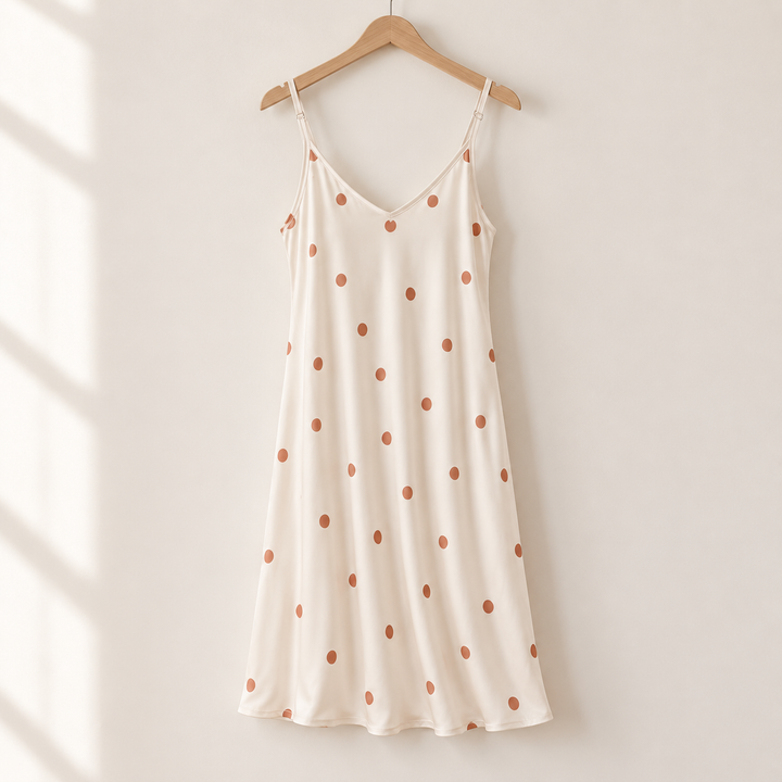 Printed Slip Nightgown for Women, Satin Cami Sleep Dress