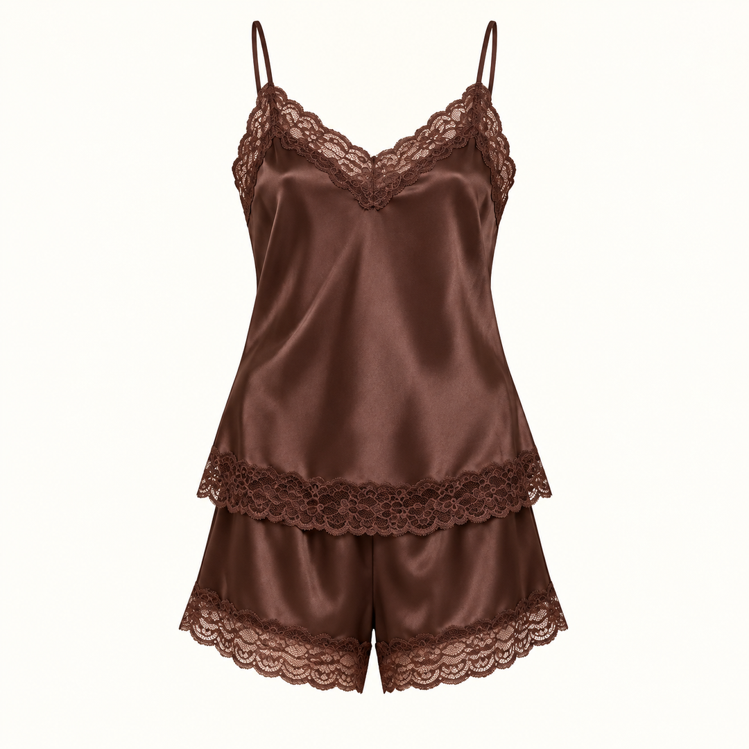 100% Mulberry Silk Pajama Set for Women, Cami and Shorts