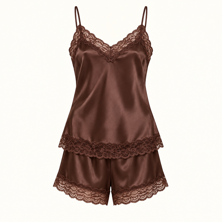 100% Mulberry Silk Pajama Set for Women, Cami and Shorts