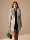 Women's Double Breasted Coat | Faux Fur Collar Slim Winter Coat