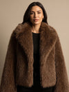Women's Faux Fur Cropped Jacket | Oversized Collar Short Jacket