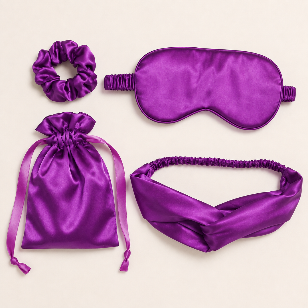 Sleep Mask Gift Set, 4 Piece with Scrunchie and Pouch