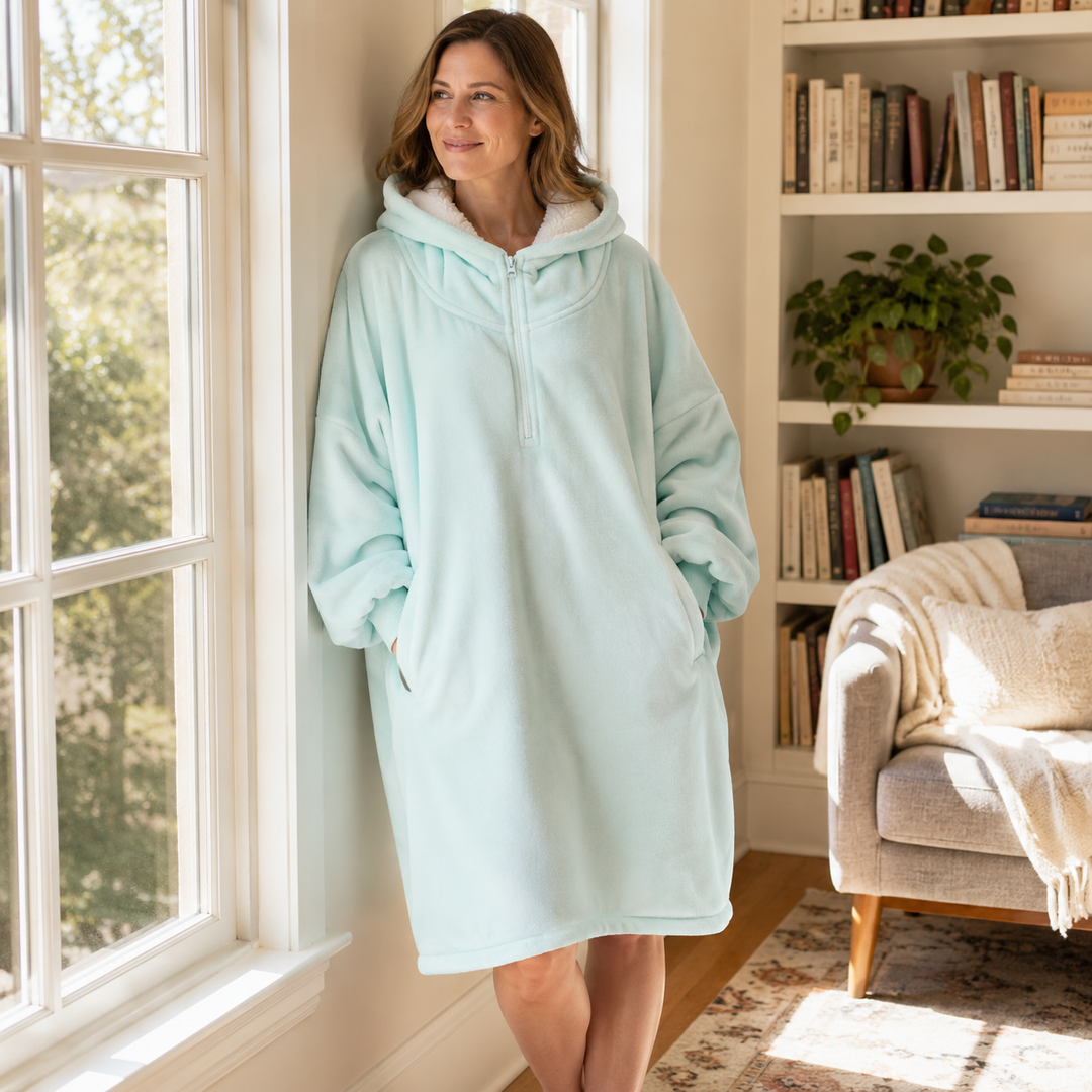 Sherpa Zip Blanket Hoodie with Pockets, Oversized and Cozy