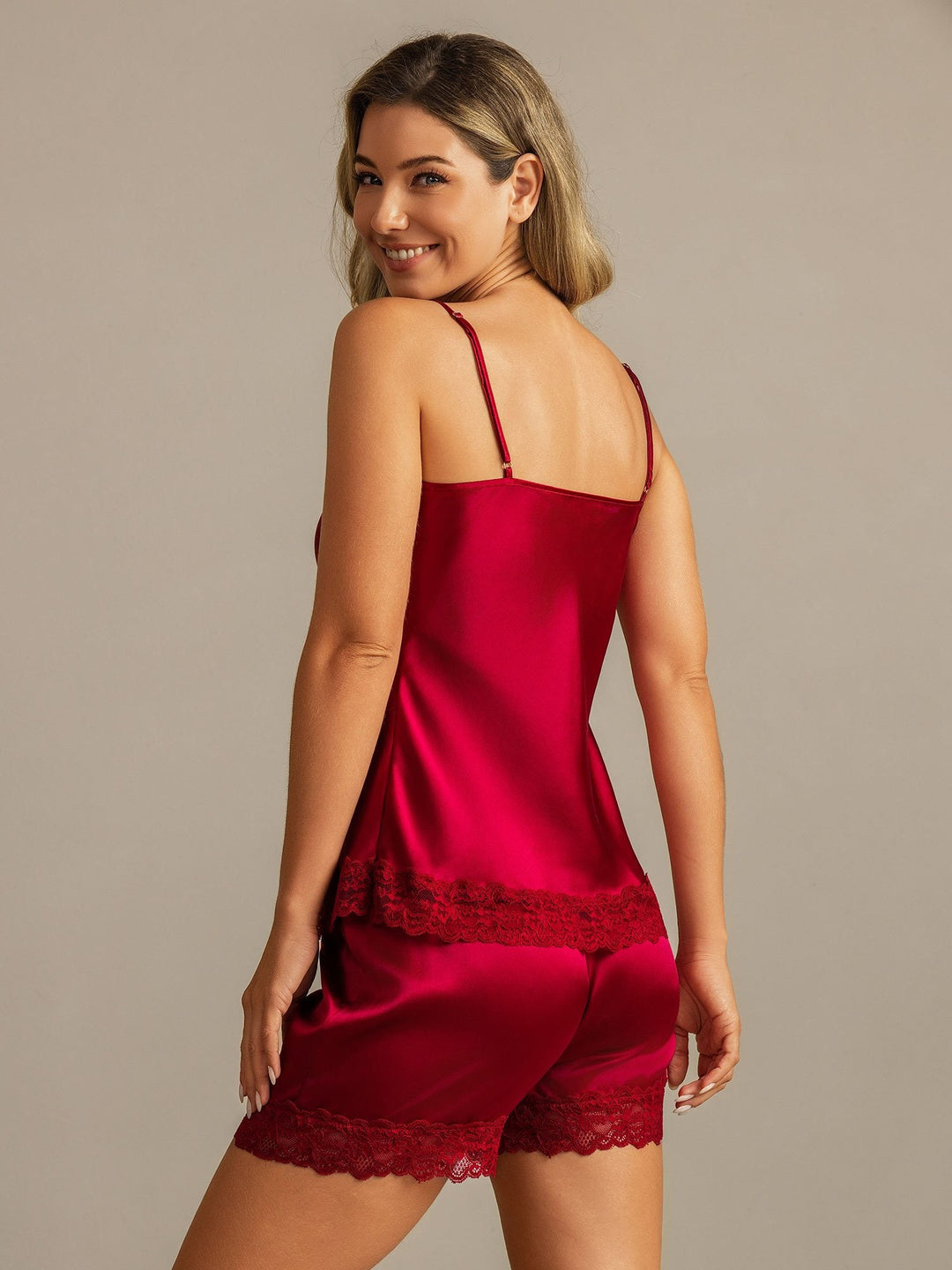 Silk camisole and shorts pajama set for women