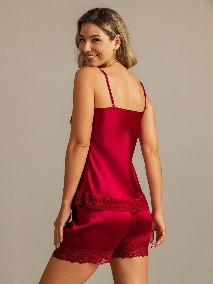 Silk camisole and shorts pajama set for women