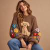 Women's Dog Sweater | Chunky Knit with Embroidered Sleeves