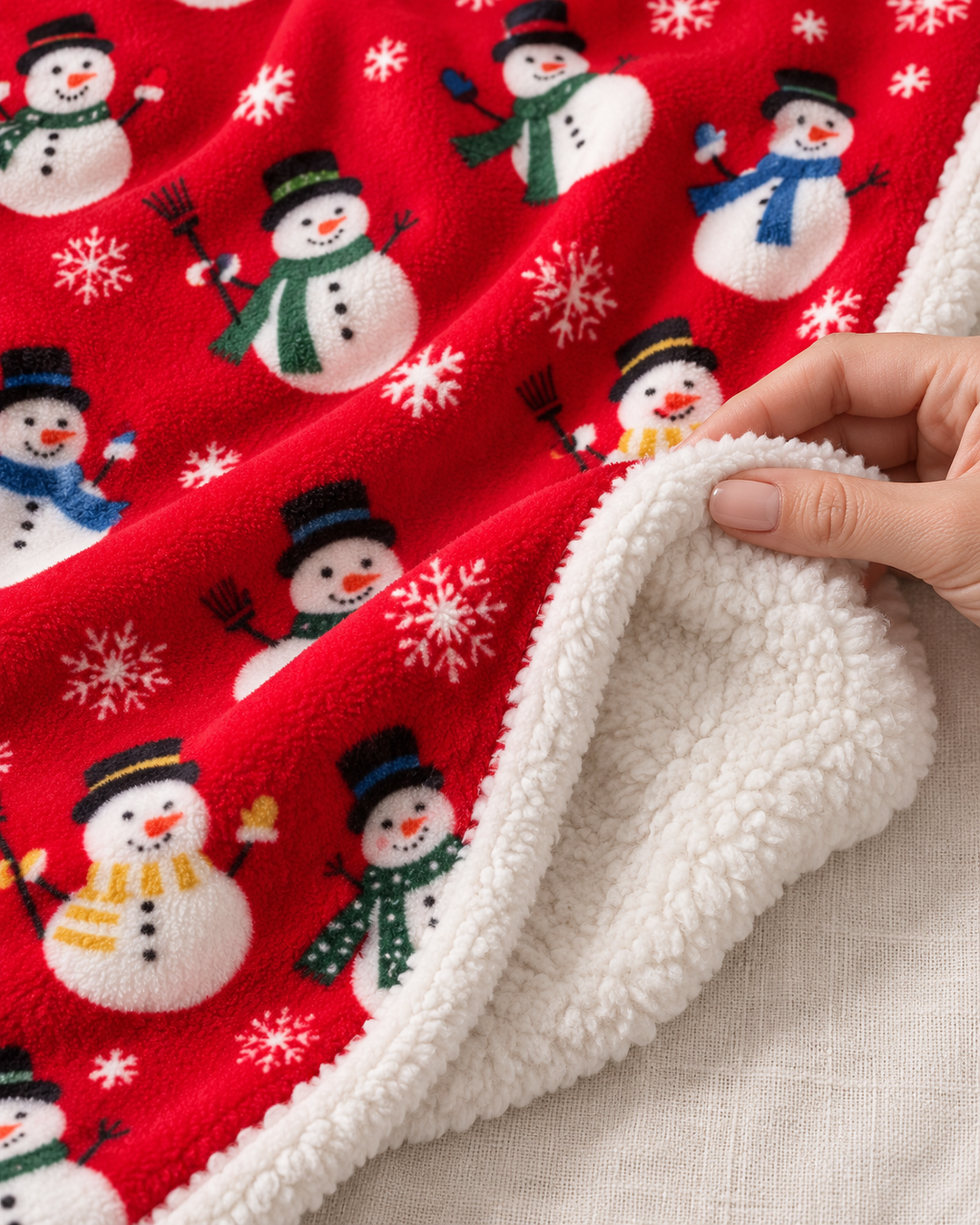 Fleece Christmas Blanket, Red and Green Knitted Stripe Gift