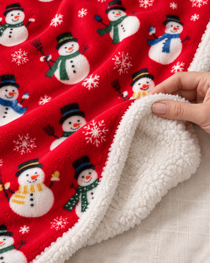 Fleece Christmas Blanket, Red and Green Knitted Stripe Gift