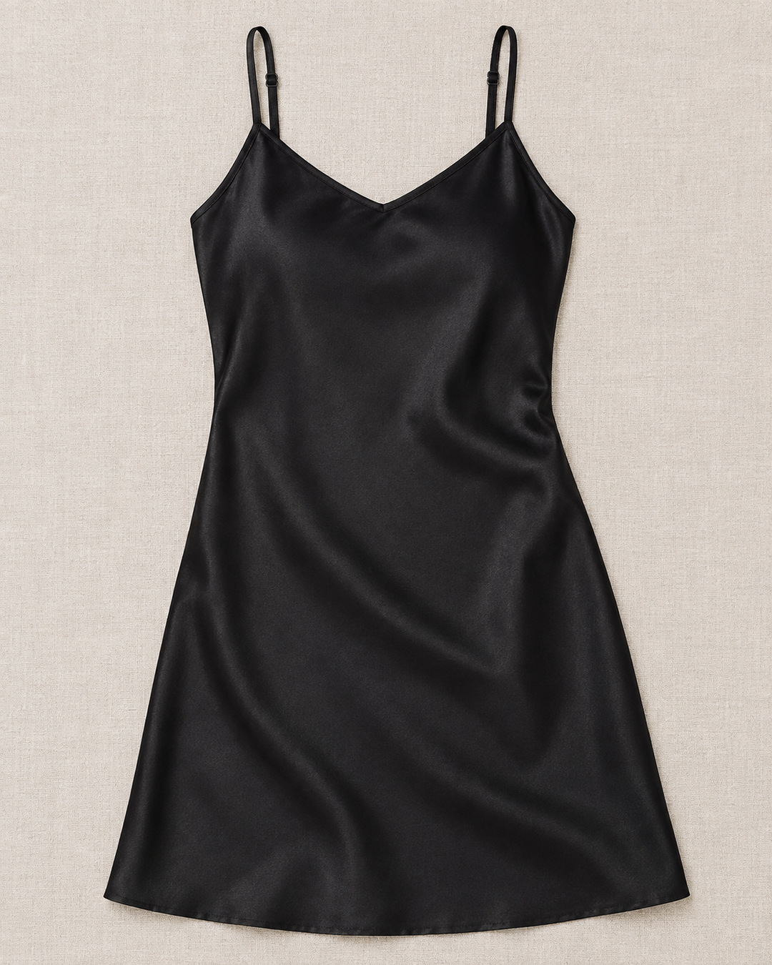 Satin Chemise Slip Nightgown, Adjustable Cami Straps