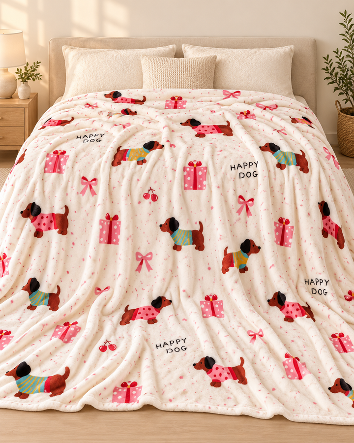 Christmas Fleece Blanket Gift, Ribbon-Wrapped Throw