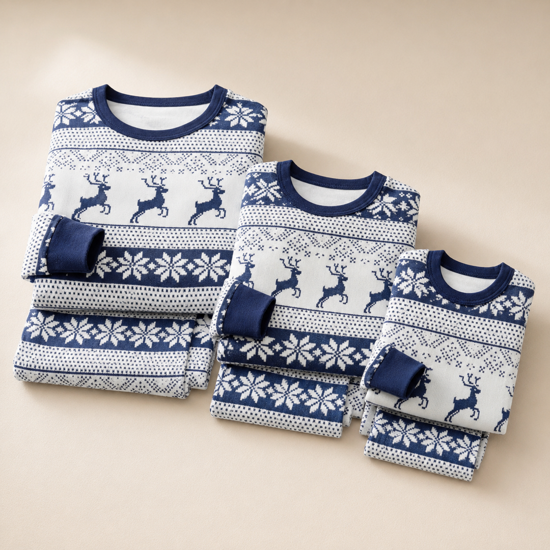 Matching Family Christmas Pajamas - Nordic Reindeer Print