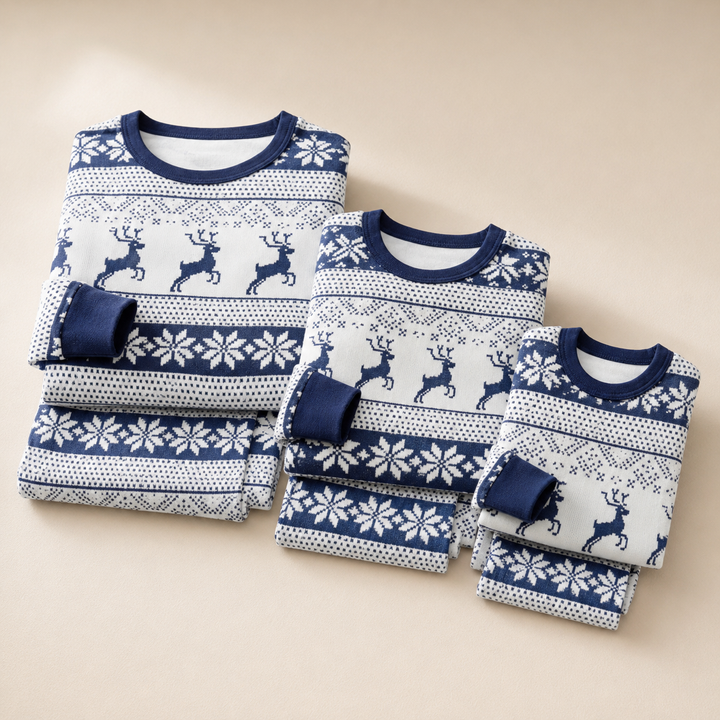 Matching Family Christmas Pajamas - Nordic Reindeer Print
