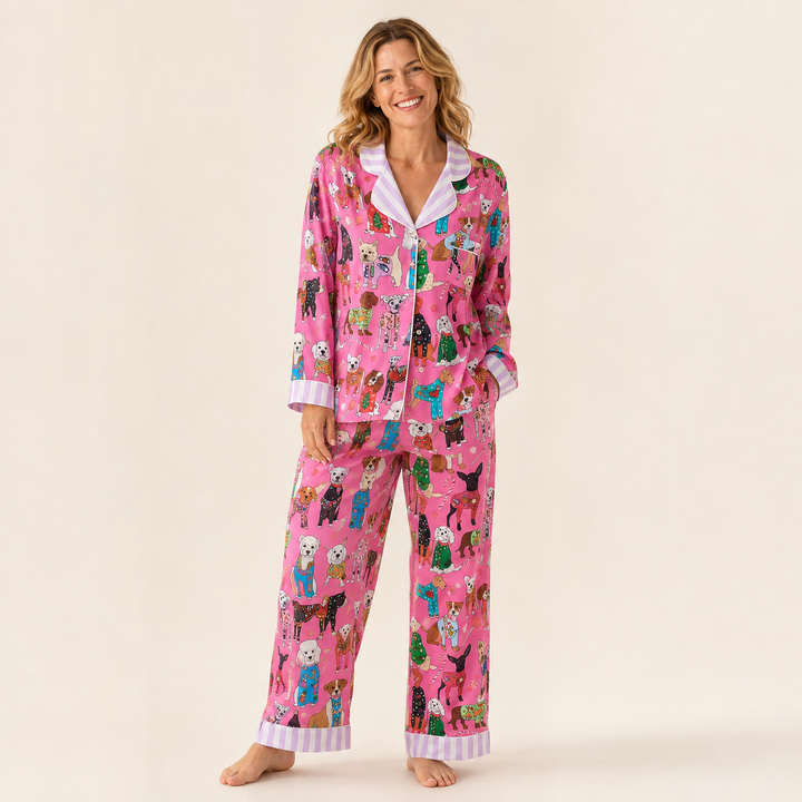 Satin Christmas Pajama Set for Women, Long Sleeve and Pants – photo 7