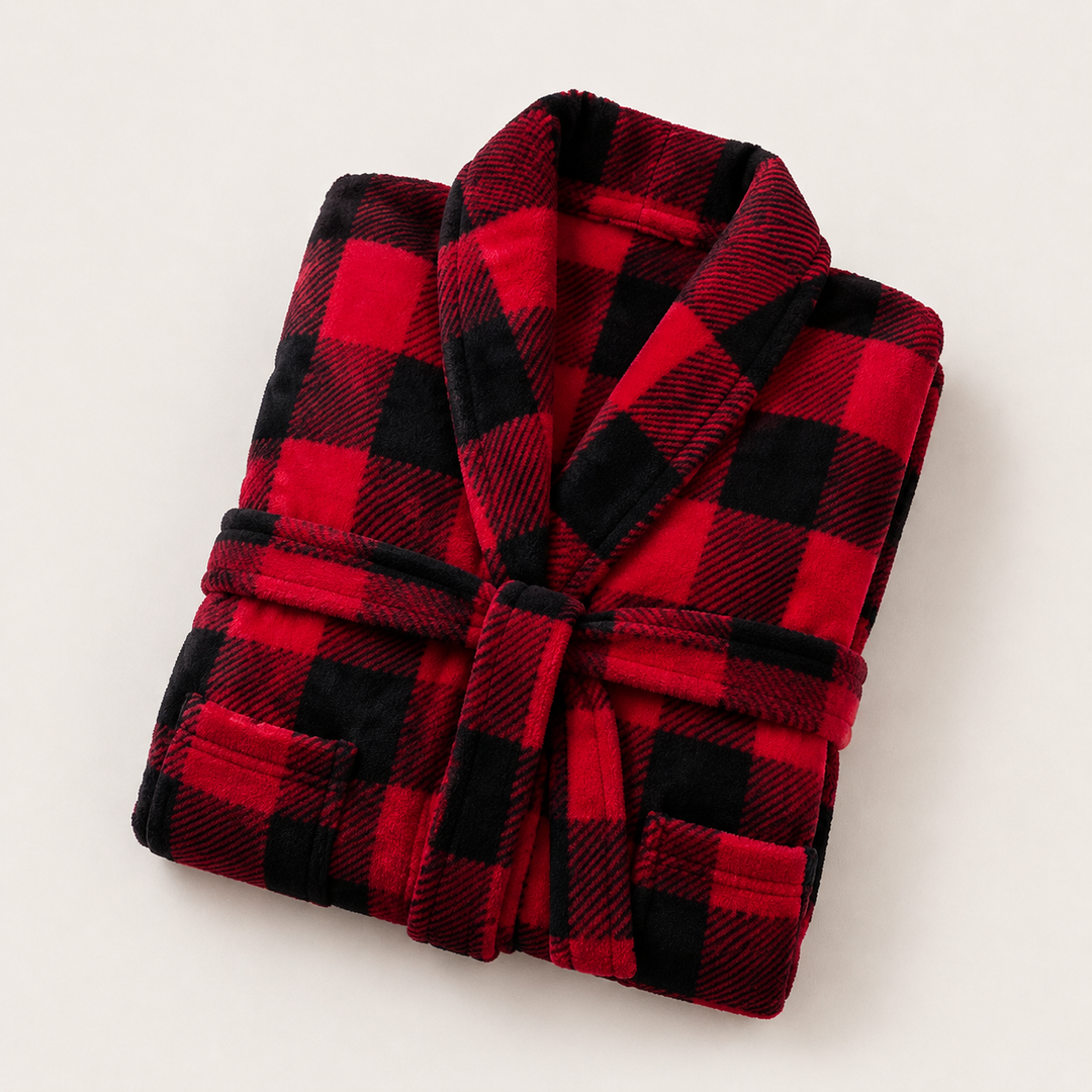 Long Plush Robe - Shawl Collar with Tie Belt