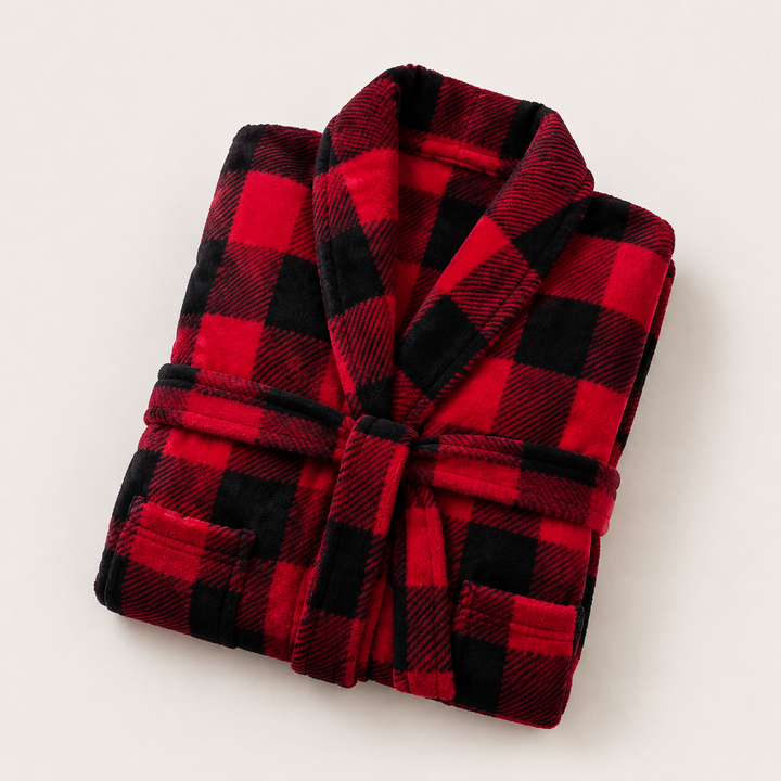Long Plush Robe - Shawl Collar with Tie Belt