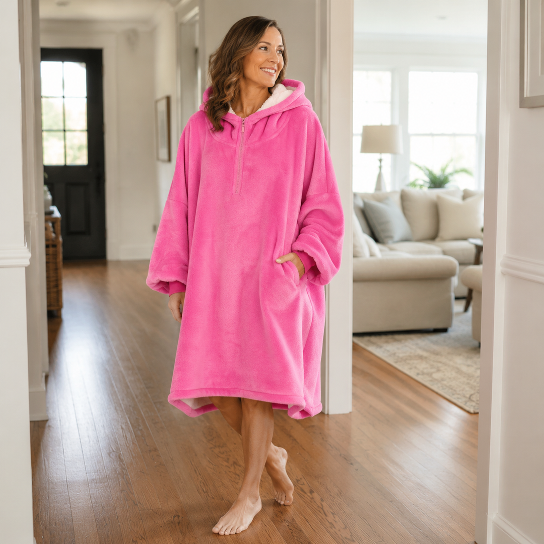 Sherpa Zip Blanket Hoodie with Pockets, Oversized and Cozy