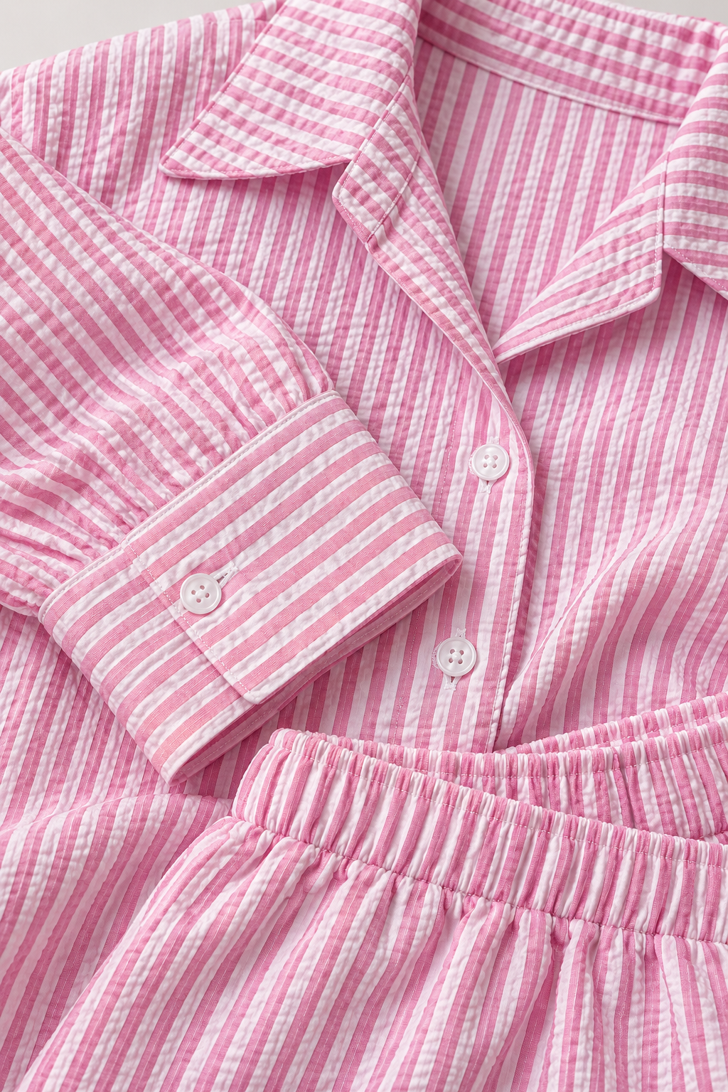 Cotton Blend Striped Pajama Set, 3-Piece with Oversized Shirt