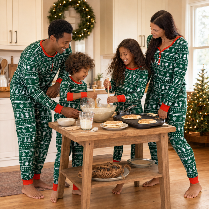 Matching Family Christmas Pajamas - Green Fair Isle