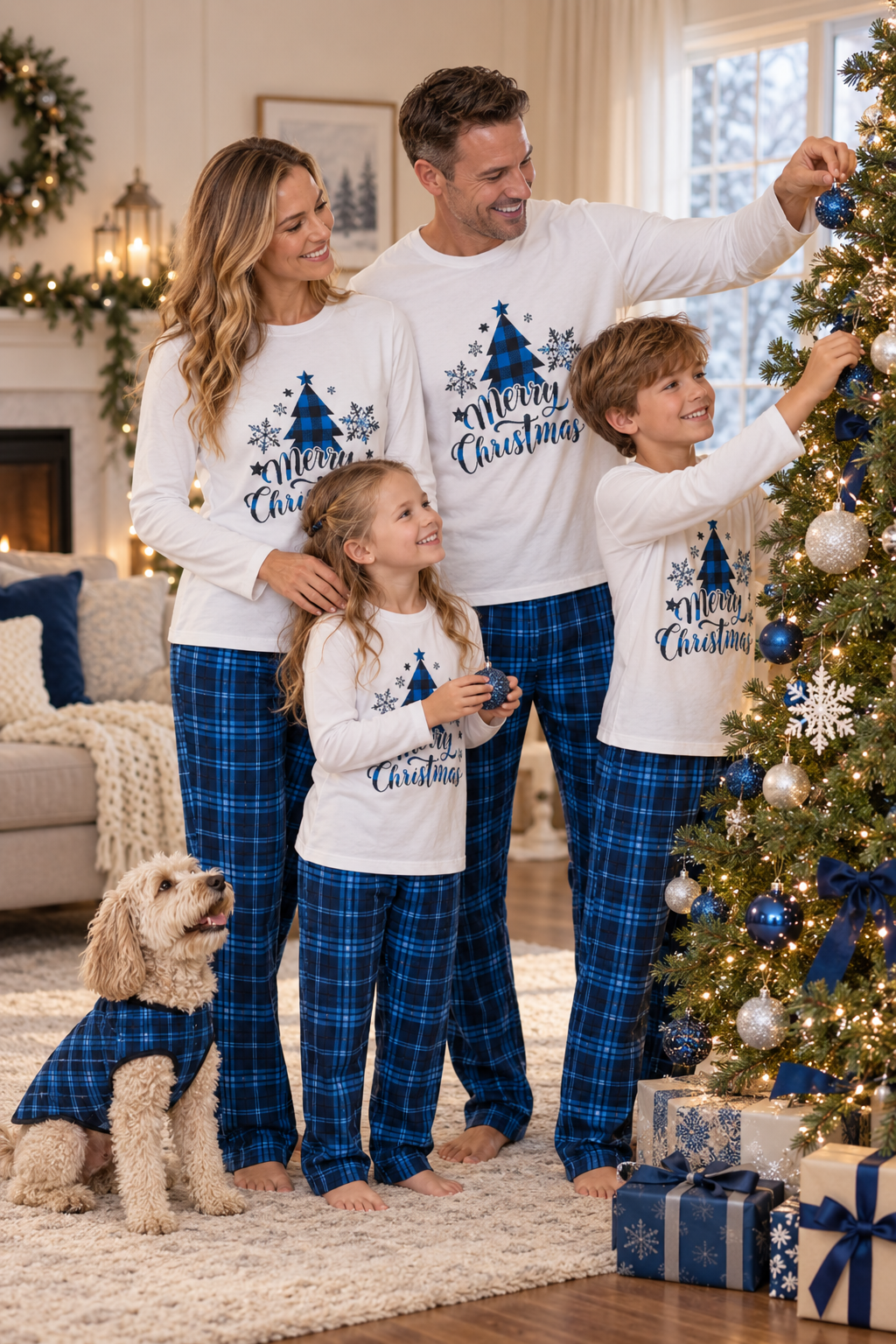 Plaid Christmas Family Pajamas, Matching Sets for Adults, Kids &amp; Dogs