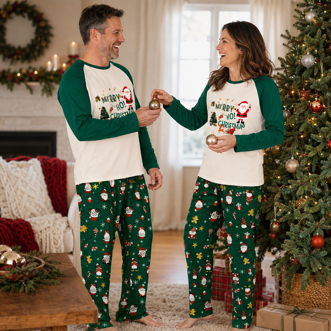 Green Christmas Family Pajamas, Matching Adult and Dog Sets – photo 3